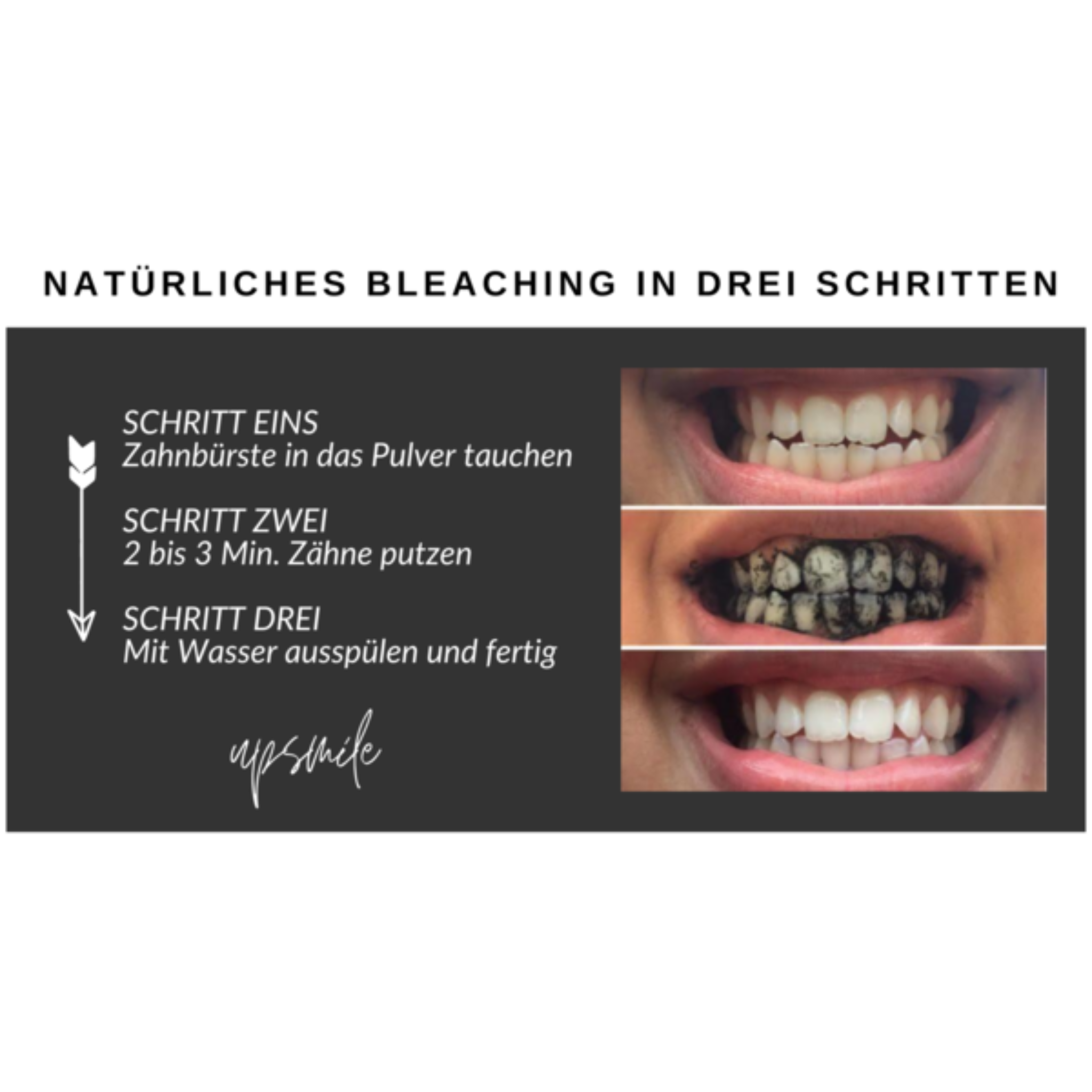 UpSmile Aktivkohle zur natürlichen Zahnaufhellung