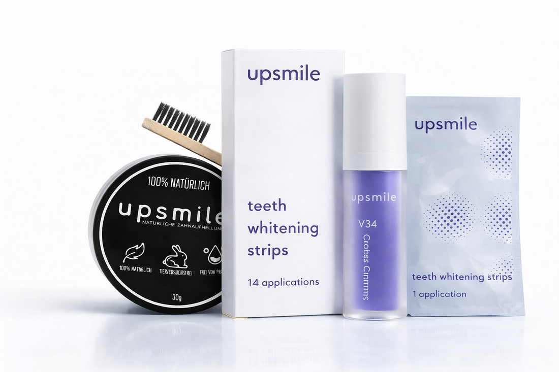 UpSmile Power Whitening Set mit Aktivkohle, PAP+ Strips und V34 Colour Corrector
